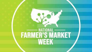 August is National Farmer's Market Week background template. Holiday concept. background, banner, placard, card, and poster design template with text inscription and standard color. vector