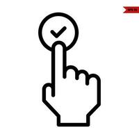 hand with check in button line icon vector