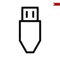 usb line icon vector