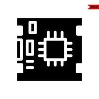 icono de glifo de cpu vector