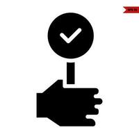 check in board with in hand glyph icon vector