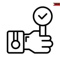 check in board with in hand line icon vector