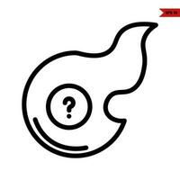 question mark in fire line icon vector