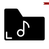 folder music glyph icon vector