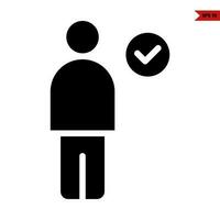 people with check in button glyph icon vector