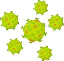 Set of viruses. Green bacteria. Harmful micro-organisms. Infection and disease. Medical care and health problems. vector