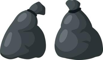 Black trash bag and trash. set of objects. Cartoon flat illustration. Plastic packaging. Processing of wastes. problem of ecology and junk vector