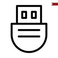 usb line icon vector