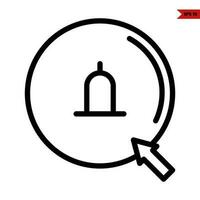 bell in button with cursor line icon vector