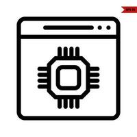 cpu in layout line icon vector