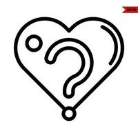 question mark in love line icon vector