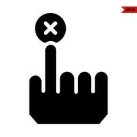 hand push cross in button glyph icon vector