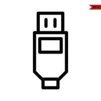 usb cable line icon vector