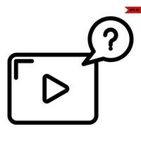 video with question mark in speech bubble line icon vector