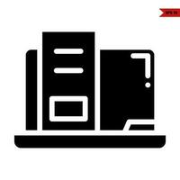 file with laptop glyph icon vector