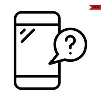 mobile phone with question mark in speech bubble line icon vector