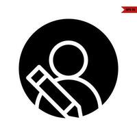 people worker with pen in button glyph icon vector