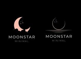 elegant crescent moon and star logo design line icon vector in luxury style outline linear