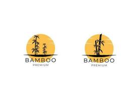 vector logo, etiqueta o emblema con planta de bambú verde dibujado a mano acuarela. concepto de spa y salón de belleza, masaje asiático, paquete de cosméticos, materiales para muebles.