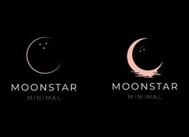 elegant crescent moon and star logo design line icon vector in luxury style outline linear