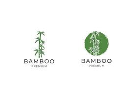 vector logo, etiqueta o emblema con planta de bambú verde dibujado a mano acuarela. concepto de spa y salón de belleza, masaje asiático, paquete de cosméticos, materiales para muebles.