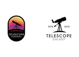 Telescope logo design. Telescope and moon logo design vector