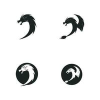 dragon flat color logo template vector