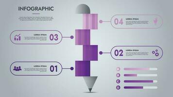 infografía modelo para presentaciones y caracteristicas datos visualización incluye un proceso gráfico con diagramas, pasos, opciones el concepto para márketing mediante ilustraciones para conducir a éxito. vector