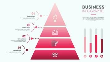 Infographic template for presentations and features data visualization includes a process chart with diagrams, steps, options. The concept for marketing through illustrations for drive to success. vector