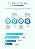 Infographic template for presentations and features data visualization includes a process chart with diagrams, steps, options. The concept for marketing through illustrations for drive to success. vector