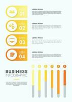 infografía modelo para presentaciones y caracteristicas datos visualización incluye un proceso gráfico con diagramas, pasos, opciones el concepto para márketing mediante ilustraciones para conducir a éxito. vector