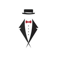 Tuxedo gentleman logo design vector