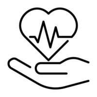 Hands Heartbeat Pulse health Outline Icon Button Logo Community Design vector