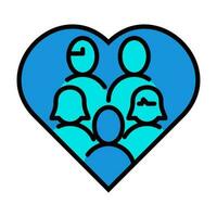 People together Love Outline Blue Icon Button Logo Community support Design vector