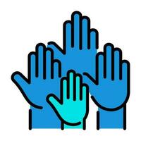 Hands Up Outline Blue Icon Button Logo Community support Design vector