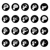 Mental Health Doodle Circle Icon Black Button Set Design vector