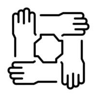 Hands Teamwork Outline Icon Button Logo Community Design vector