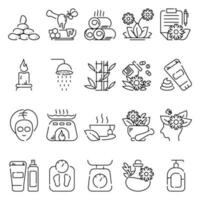 Spa and Salon Calmness icon black Outline Button Set Design vector