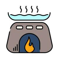 Boiling Hot Water in Pan On Stove Colorful Outline Icon Design vector