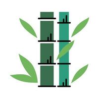 Green Bamboo with Leaves Colorful Icon Design vector