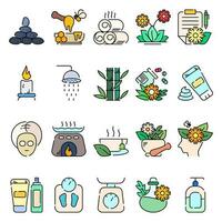 Spa and Salon Calmness icon Colorful Outline Button Set Design vector