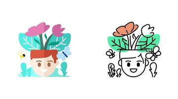 Happy man with flower colorful outline vector