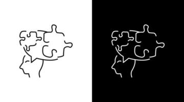 Puzzle Brain Intelligent Emotions Doodle Icon outline Button Design vector