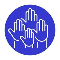 Hands Up Vote Icon Logo Community Purple Circle White Outline Design vector