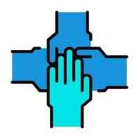 Hands Teamwork Together Outline Blue Icon Button Logo Community support Design vector