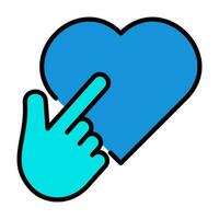 hand finger love Outline Blue Icon Button Logo Community support Design vector