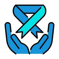 aids ribbon with Hand Outline Blue Icon Button Logo Community support Design vector