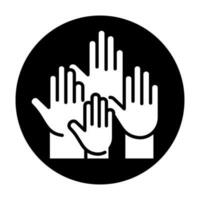 manos arriba votar icono logo comunidad negro circulo blanco diseño vector