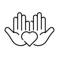 Hands Palm Love Outline Icon Button Logo Community Design vector