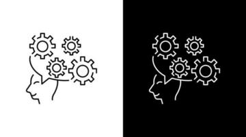 Gear Brain Intelligent Emotions Doodle Icon outline Button Design vector